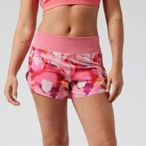 Athleta Pink Multi Floral Print Run With It 4.5” Inseam Athletic Short